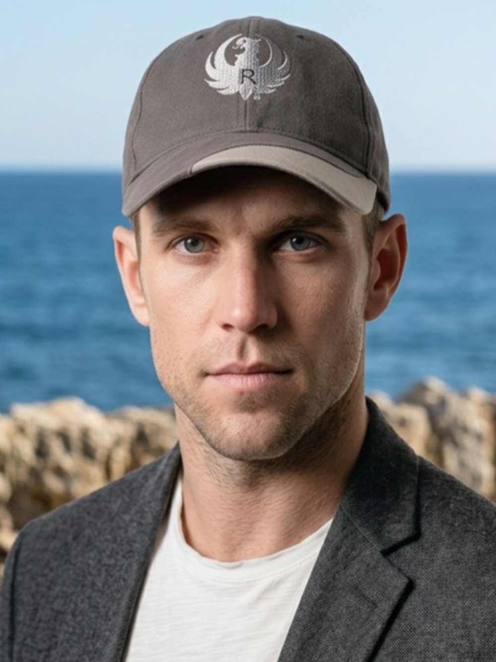 Ruger gray and beige two-tone embroidered logo baseball cap OS